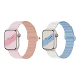 Яблоко с силиконовым ремешком - розово-серый * белый и синий цвет