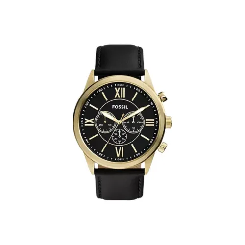 FOSSIL Flynn Collection Мужские часы Кварцевый механизм Кожаный ремешок 48 мм Черный циферблат