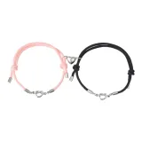 Браслет Milan rope в форме сердца с магнитным застежкой - черный и розовый для пары