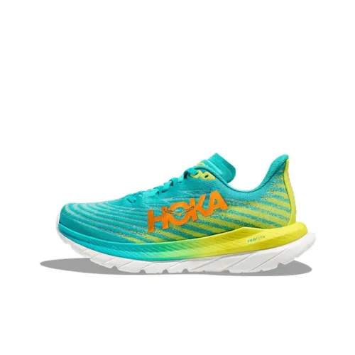 HOKA ONE ONE Mach 5 Амортизация Низкий Топ Беговые кроссовки Женские Синий Желтый