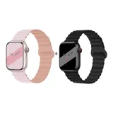 Яблоко Силиконовый ремешок - Розово-серый * Полночный черный