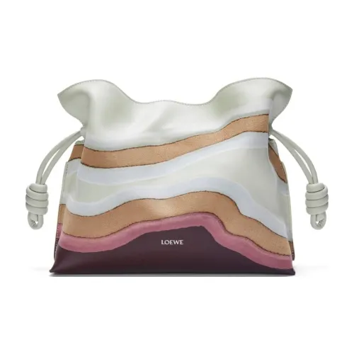 LOEWE Flamenco Кожа Клатч Женские Бордовый Многоцветный