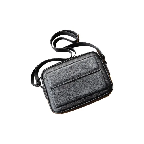 DOSRFINI Сумка через плечо из натуральной коровьей кожи обычная мужская черная