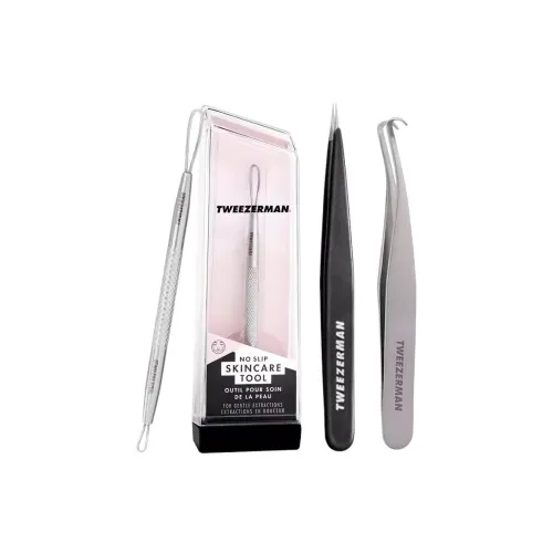 TWEEZERMAN Очищающие кожу защитные пинцет для макияжа с нижней заколкой + изогнутые щипцы + юный стик