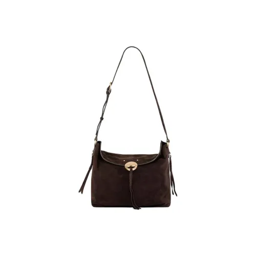 Vanessa Bruno Sheepskin Messenger Bag Shoulder Bag Medium Women's Chocolate Khaki Vanessa Bruno Овчина Курьерская сумка Сумка через плечо Средняя Женская Шоколад Хаки