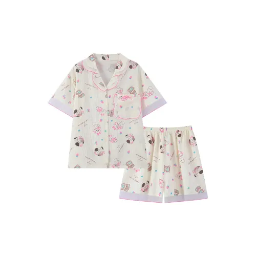 CAIHENGTONG Пижамный комплект женский кружево полный с принтом кошки