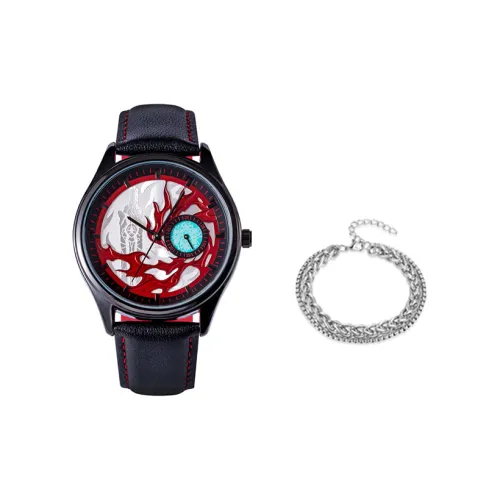 Ingyunshi 'BATTLE Through The Heavens' Коллаборация Кварцевый механизм Естественная кожа Ремешок Часы Унисекс Серебристый циферблат