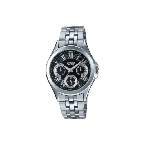 CASIO Кварцевый механизм ремешок из нержавеющей стали женские часы черный циферблат