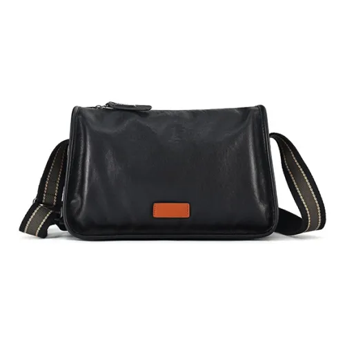 ROSEROOEN Сумка через плечо из натуральной коровьей кожи унисекс черная