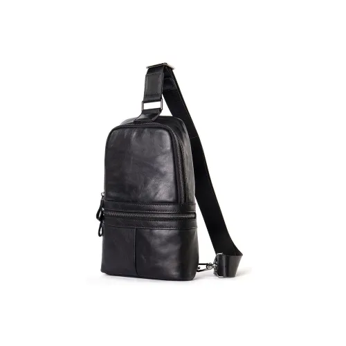 DOSRFINI Натуральная кожа Sling Сумка Маленькая Мужская Черная