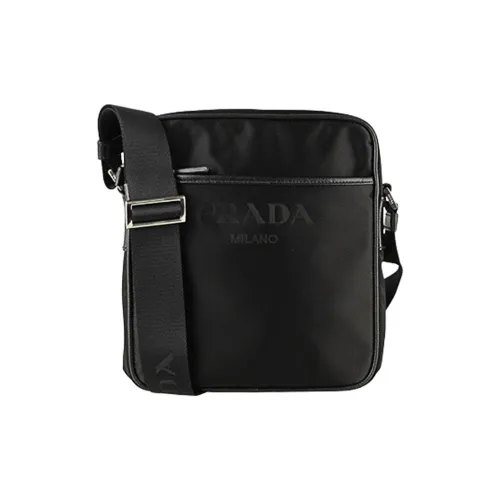 PRADA Нейлоновая сумка через плечо с вставками из кожи унисекс черная