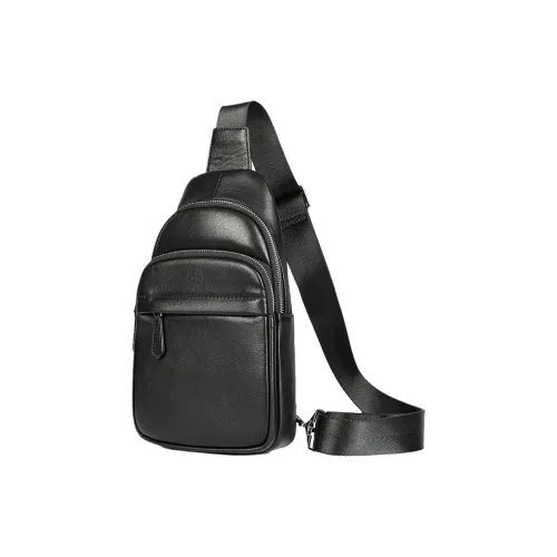 DOSRFINI Сумка через плечо из коровьей кожи стандартная мужская черная