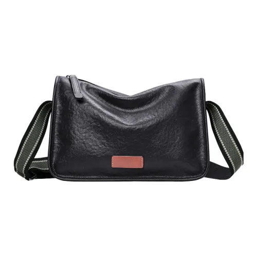 ROSEROOEN Сумка через плечо из натуральной коровьей кожи стандартная мужская черная