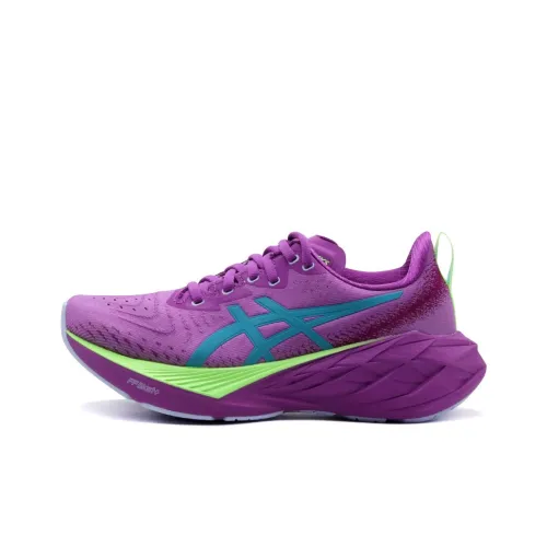 Asics Novablast 4 Амортизация Устойчивость к истиранию и Резистентные свойства Низкий топ Беговые кроссовки Женские Фиолетовый Зеленый