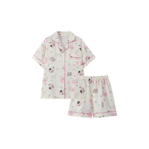 CAIHENGTONG Пижамный комплект женский с принтом "Котенок" по всей поверхности