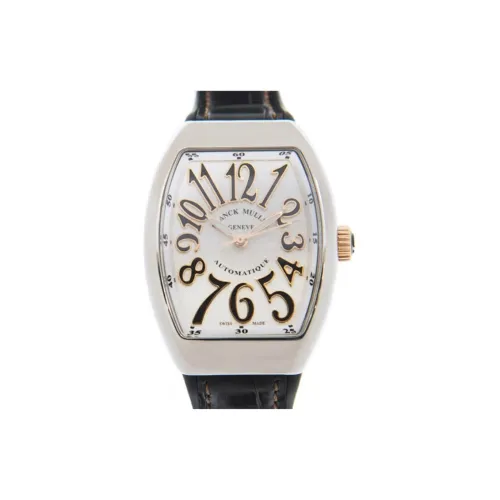 Franck Muller Vanguard Collection Кварцевый механизм Женские часы 32 мм Белый циферблат Корпус из нержавеющей стали Кожаный ремешок