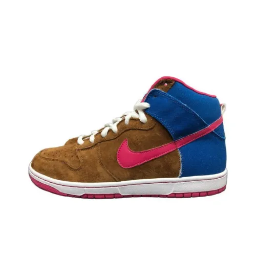 Nike Dunk High Амортизация Высокий Топ Скейтборд Кроссовки Мужские Синий Коричневый
