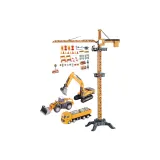 Экстра-большой башенный кран (95 см) с 50 аксессуарами + 3 больших строительных машин