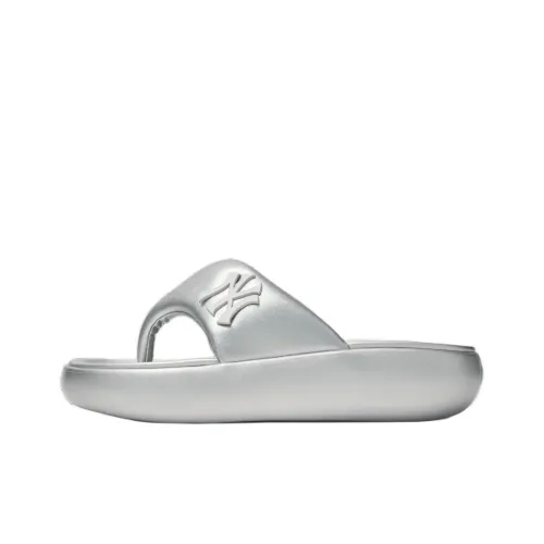 Mlb Base Logo Нью-Йорк Янкис Устойчивые к истиранию Шлепанцы Унисекс Серебряный