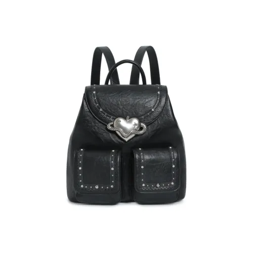 VFVF Сумка OFFICIAL Eco-Friendly ПУ (полиуретан) Apple Рюкзак Средний Женский Черный Серебряный