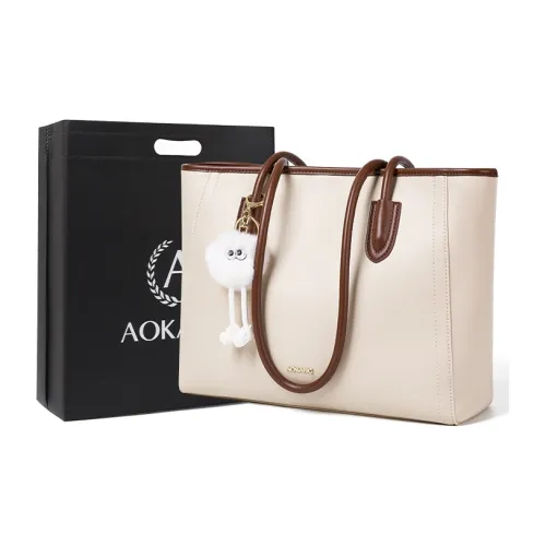 AOKANG Коровья кожа Тоут Сумка Сумка на плечо Сумка Сумка для покупок Commuter Сумка Большая Женская Молочная Абрикос Темный кофейный