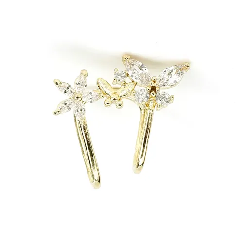 Веганский сплав с цирконом нижняя заколка серьги женские золотые