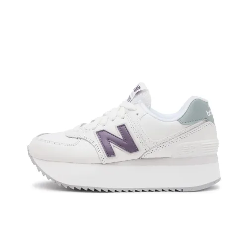 New Balance NB 574+ Low Топ Повседневная обувь Женская Белый Фиолетовый