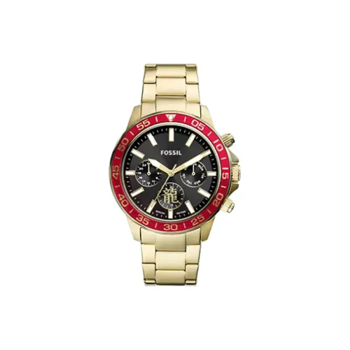 FOSSIL Наручные часы Кварцевый механизм Ремешок из нержавеющей стали 45 мм Черный циферблат Мужские часы