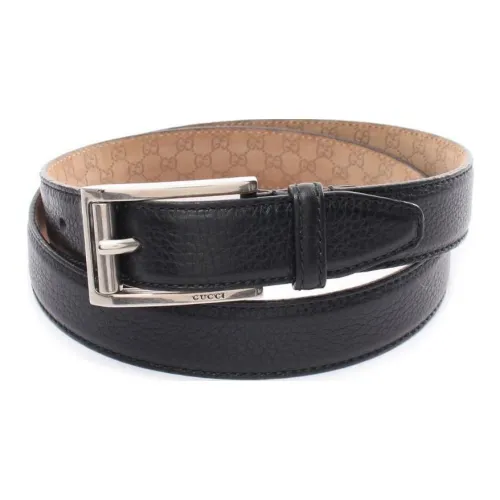 GUCCI Однотонный дизайн кожа ремни мужской черный ширина 2,5 см