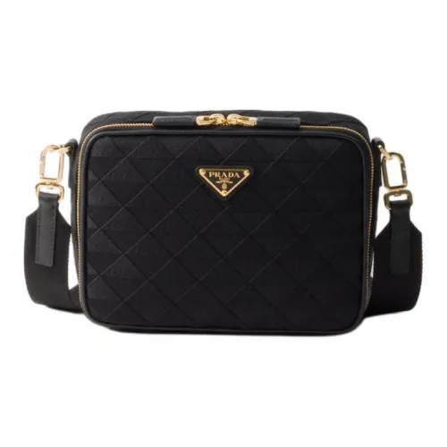 PRADA Brique Ткань с кожаными вставками Сумка через плечо Женская Черная