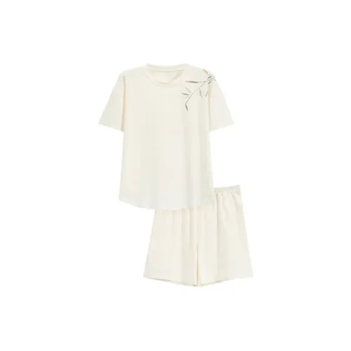 Сон Студенты Квартира Домашний Верхняя одежда Готовый Комплект пижам Женские Белые