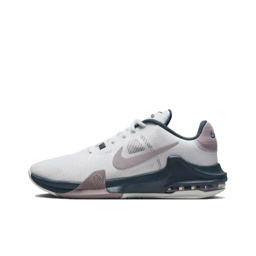 Nike Air Max IMPACT 4 Баскетбольные кроссовки Низкий топ Белый/Фиолетовый Мужской