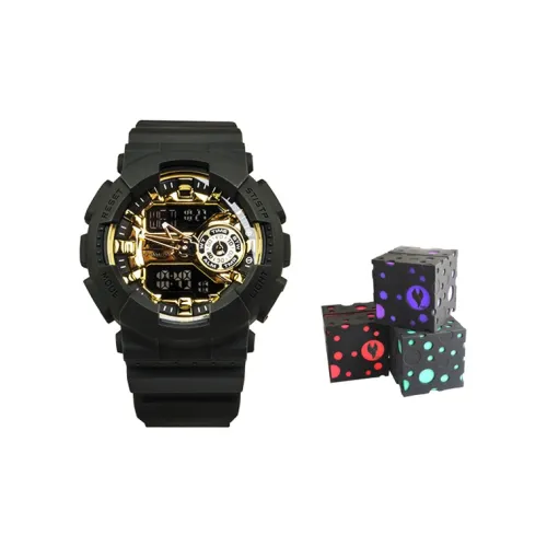 YOUNG STERNA Электронный Механизм Резиновый Ремешок Часы Мужские Золотистый Циферблат