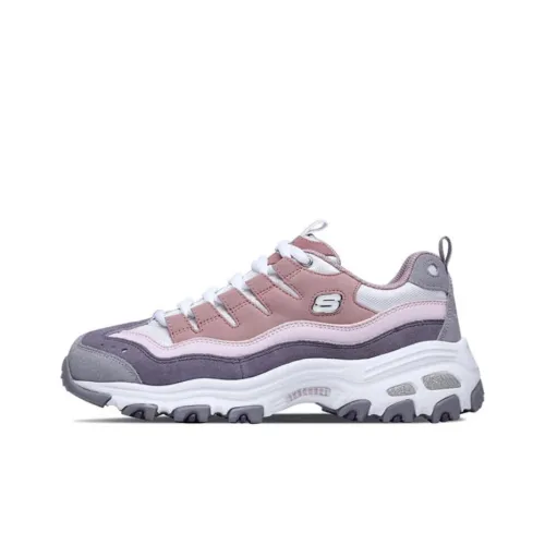 Skechers DLITES Износостойкий Дышащий Низкий Топ Casual Женский Розовый Серый Белый