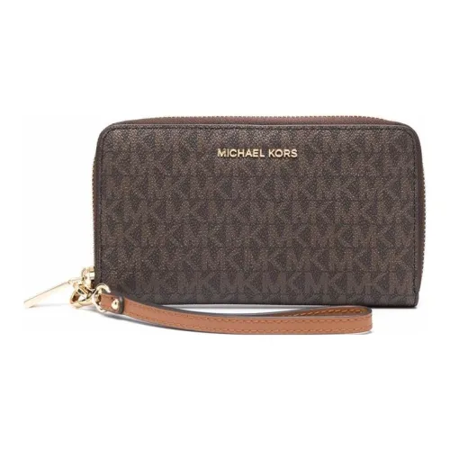 MICHAEL KORS Покрытый холст с кожаными вставками цветовая схема кошелек для монет женский коричневый