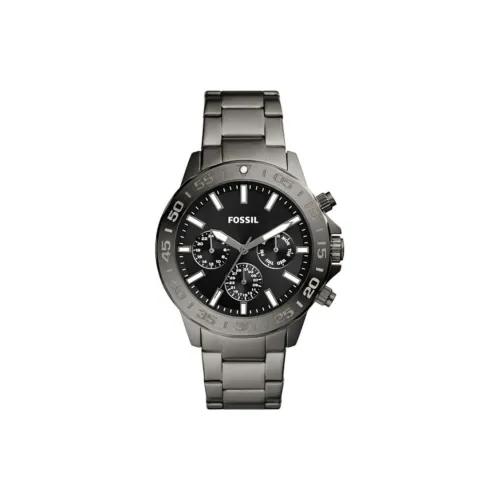 FOSSIL Наручные часы Кварцевый механизм Ремешок из нержавеющей стали 45 мм Черный циферблат Мужские часы