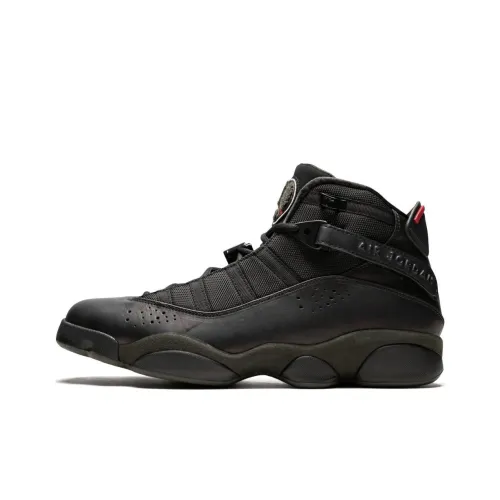 Jordan Air Jordan 6 Кольца Six Crown King Устойчивый к истиранию Дышащий MID Топ Винтажные баскетбольные кроссовки Мужской Черный