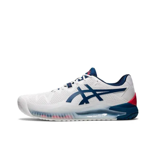 Asics Gel Resolution 8 Low Топ Беговые кроссовки Мужские Синие Белые 2E Ширина