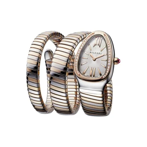 BVLGARI Serpenti Series Наручные часы Кварцевый механизм Нержавеющая сталь 18K Розовое золото Ремешок Серебристый циферблат Женские часы