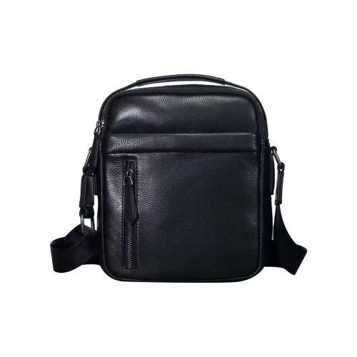DOSRFINI Сумка через плечо из натуральной коровьей кожи мужская черная