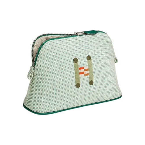 HERMES Bolide Хлопок Хранение Сумка Мини Женский Облако Белый и Мятно-Зеленый