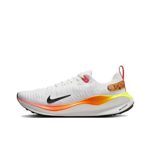 Nike React Infinity Run Flyknit 4 Устойчивый к истиранию Низкий Топ Повседневные Беговые кроссовки Мужские Белый Оранжевый Желтый Черный
