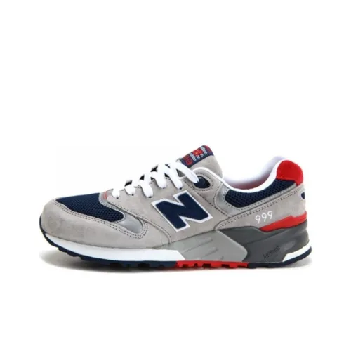 New Balance NB 999 Устойчивые к истиранию низкие беговые кроссовки для мужчин серо-белые с синим