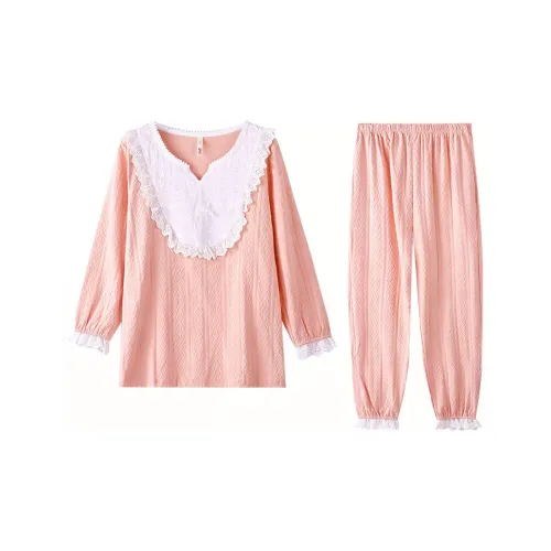 DAMOS·LOVE Хлопок с охлаждающим эффектом Длинный рукав Рубашка Женские Пижамные комплекты