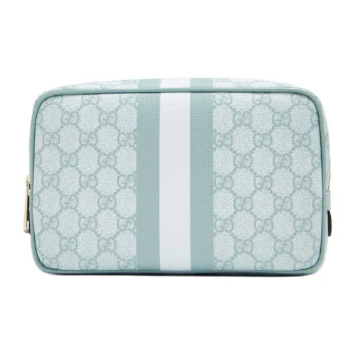 GUCCI Ophidia Canvas Leather Косметичка Маленькая Женская Серый Синий