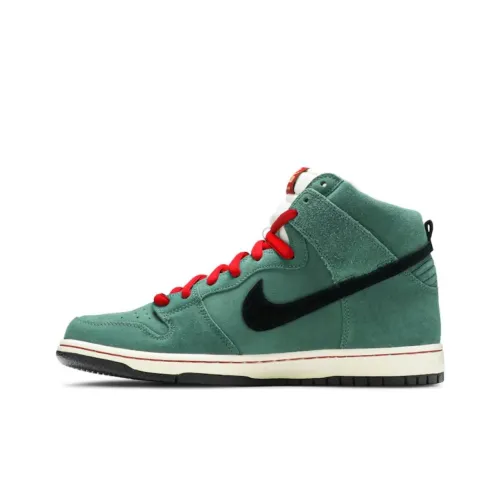 Nike Dunk High SB Дышащий Высокий Топ Скейтборд Кроссовки Мужские Зеленый Красный