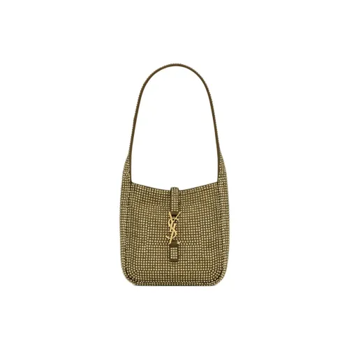 SAINT LAURENT LE5A7 Rhinestone Embroidery Silk Satin Bag Crossbody Bag Women's Yellow Brown SAINT LAURENT LE5A7 Стразы Вышитая Шелковая Сумка из атласа Сумка через плечо Женская Желто-коричневая