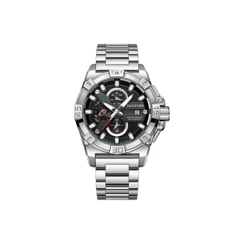 SAULPARD Кварцевый механизм Часы Мужские Черный циферблат