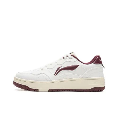 LINING Tianji Soft Скейтборд Кроссовки Низкие Туманно-Белый/Темно-Красный Фиолетовый Женские