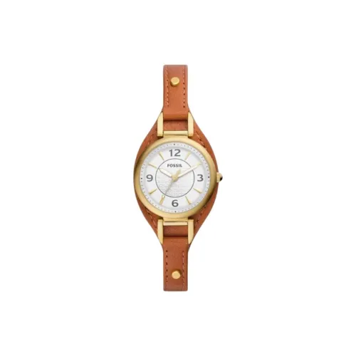 FOSSIL Carlie Mini Collection Кварцевые Женские Часы Кожаный Ремешок 28 мм Белый Циферблат